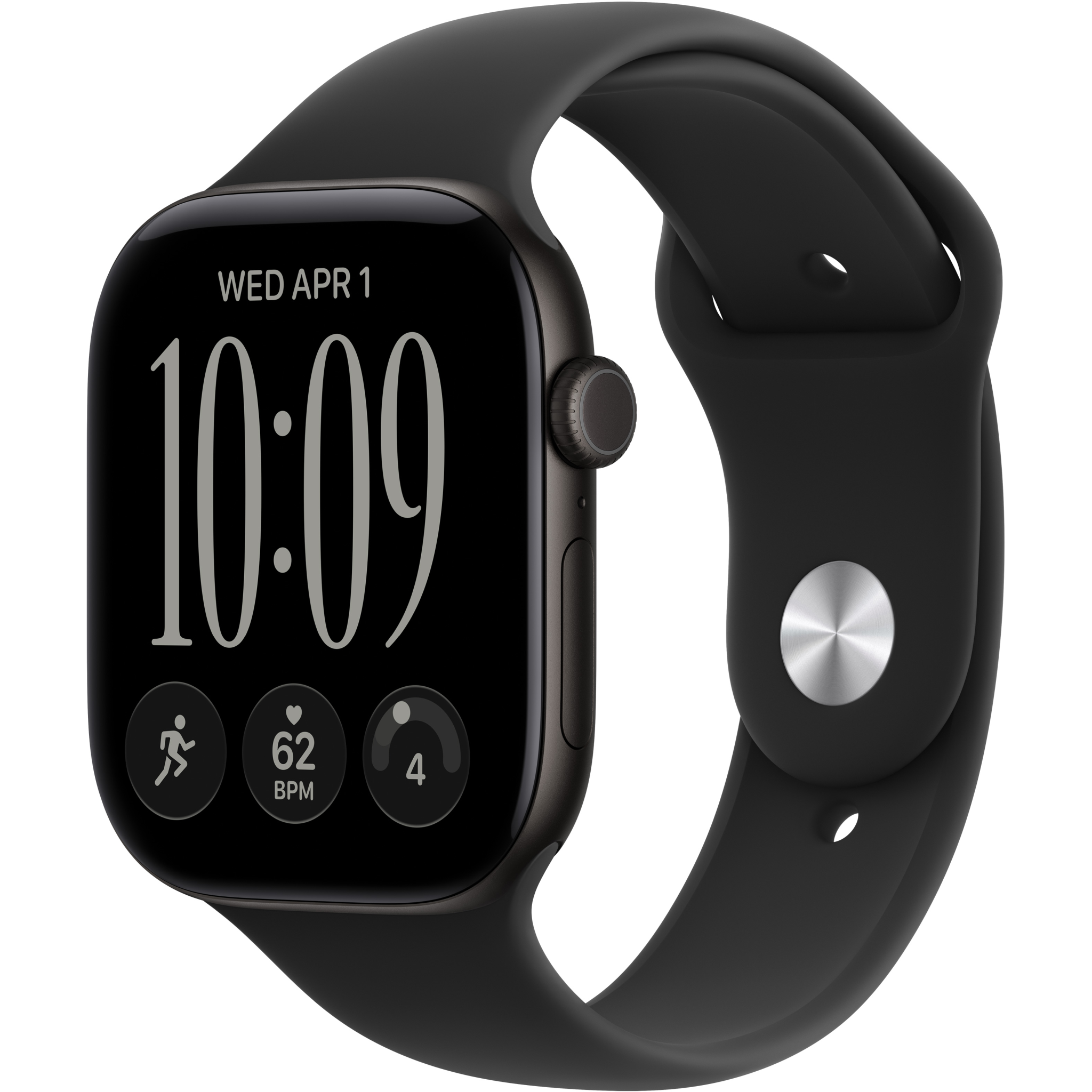 Apple Watch Series 12 GPS 46mm Black Black Sport Band, M/L